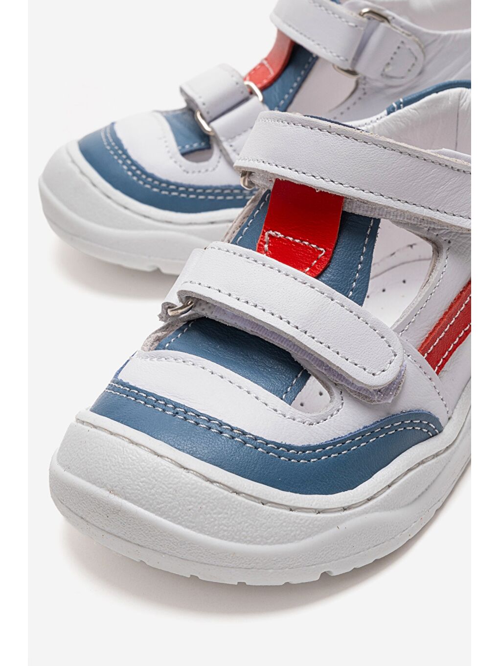 Mavi Unisex Bebek Jean Beyaz Hakiki Deri Günlük Ayakkabı-1