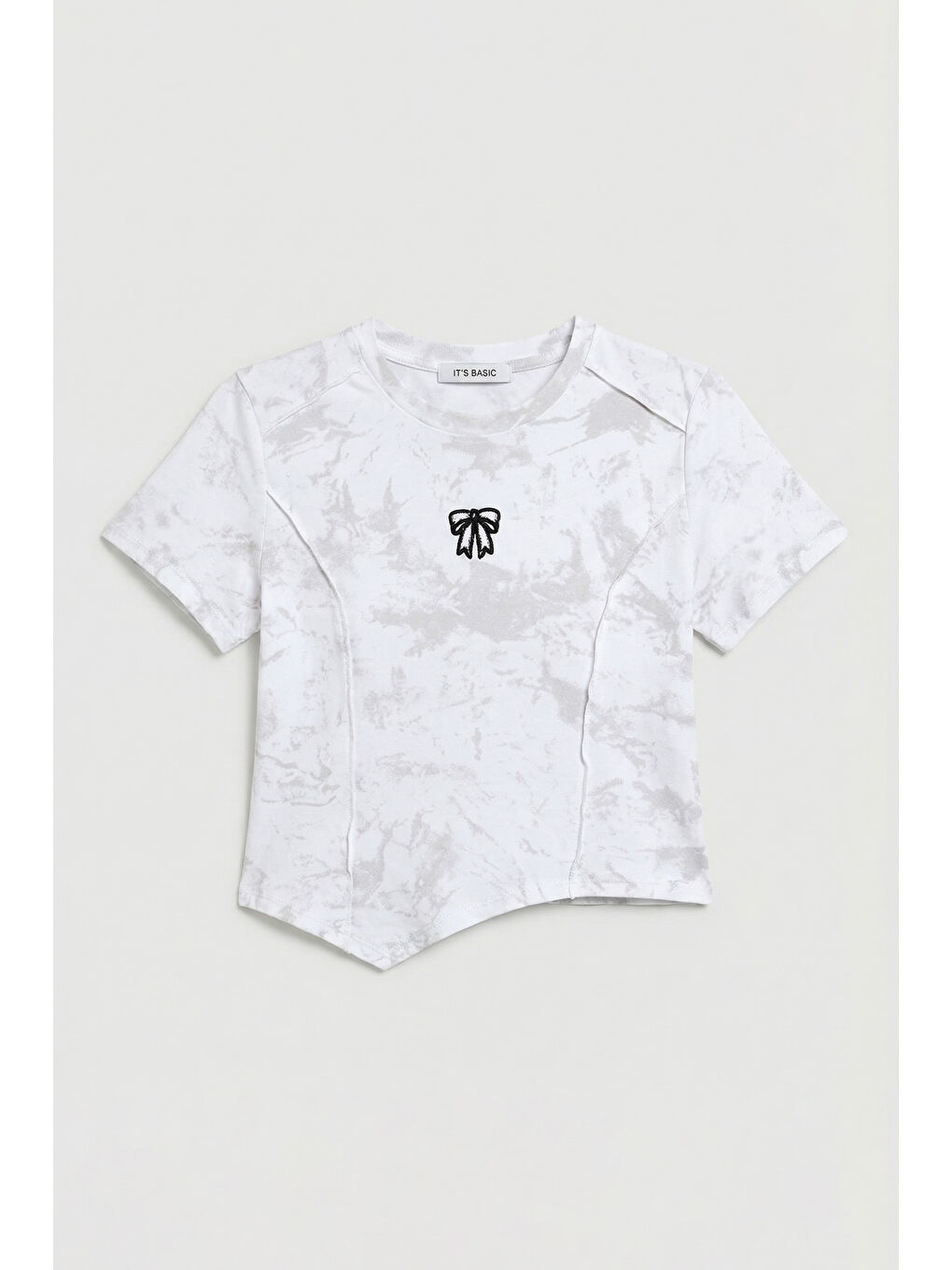 Kadın Beyaz w5 Özel Kumaş Elastan Crop Top-1