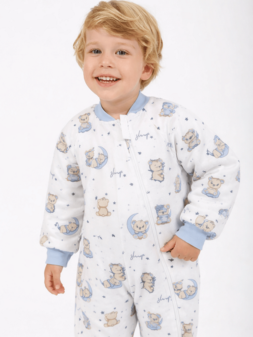 Mavi Bisiklet Yaka Erkek Bebek Pazen Uyku Tulumu 1 Tog-1