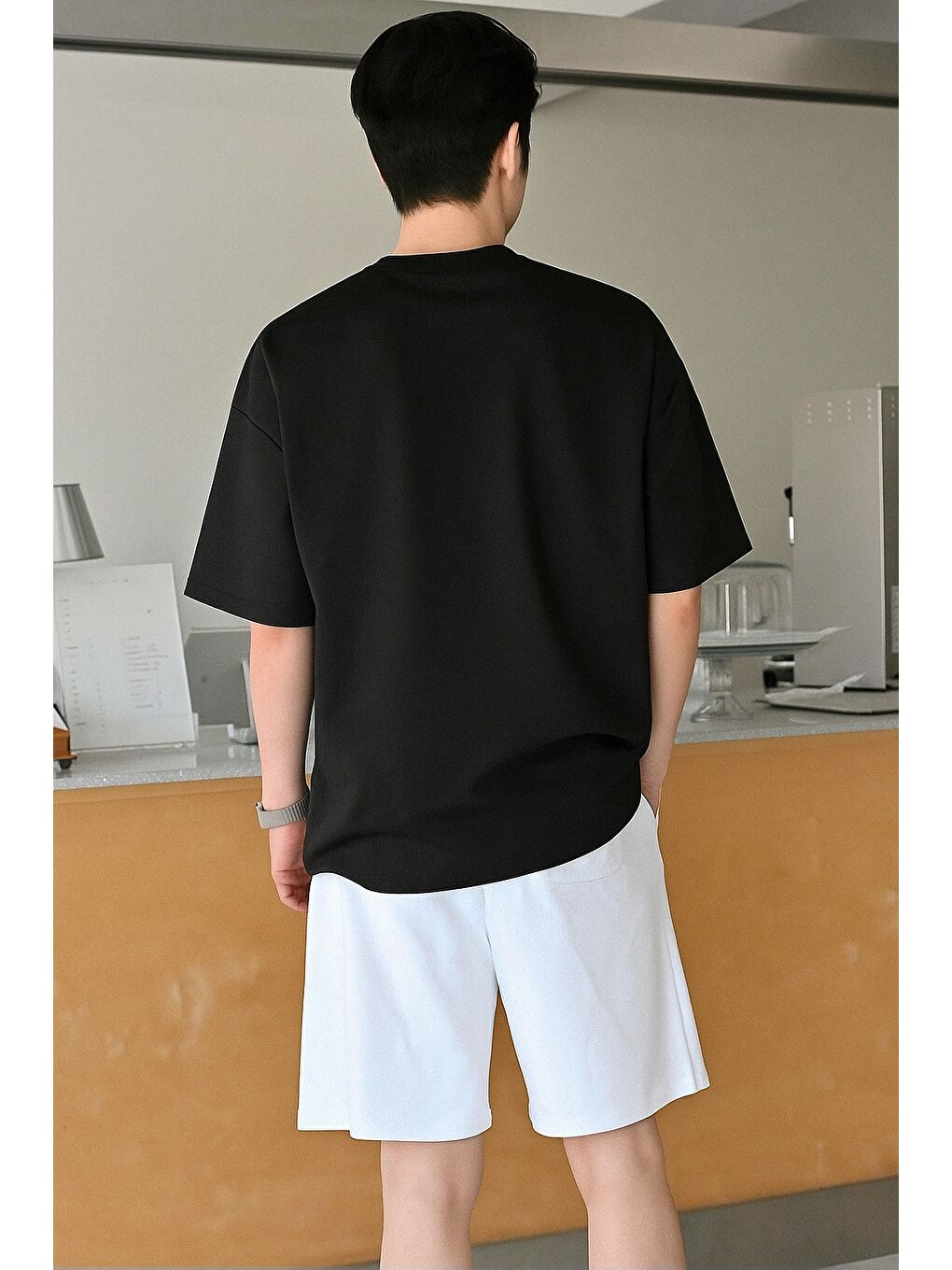 Siyah Erkek Tişört Baskılı Oversize T-shirt Pamuklu Tişört NATURE-OVERSİZE-1