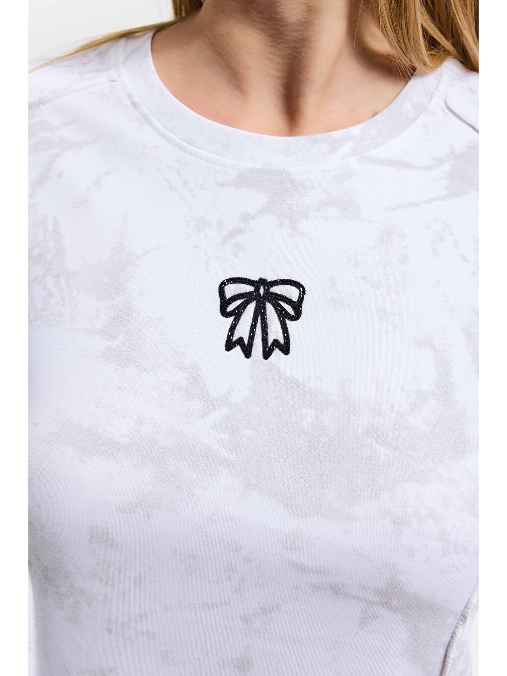 Kadın Beyaz w5 Özel Kumaş Elastan Crop Top-2