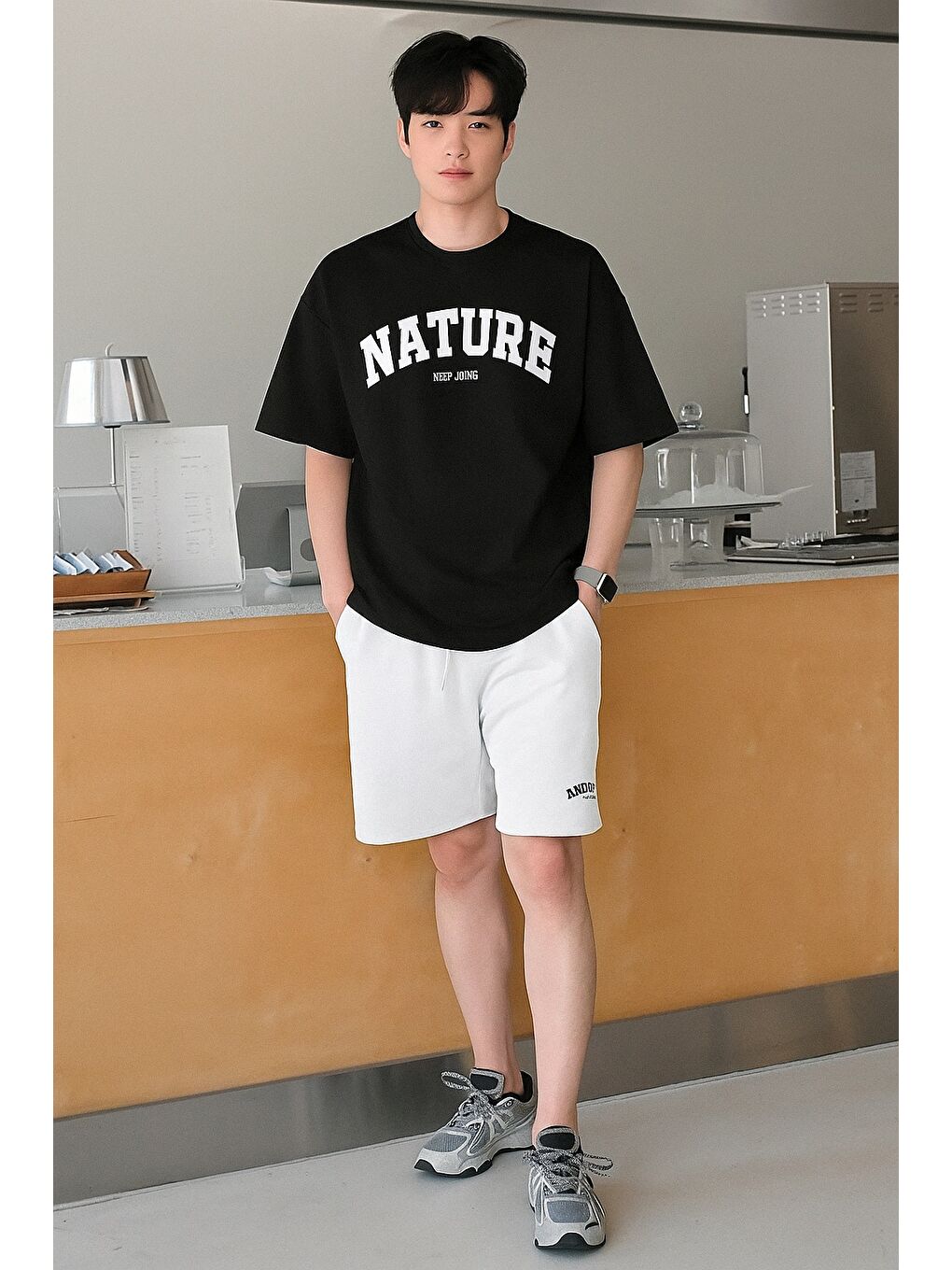 Siyah Erkek Tişört Baskılı Oversize T-shirt Pamuklu Tişört NATURE-OVERSİZE-2