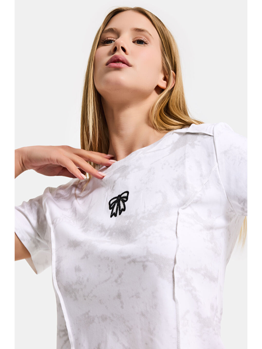 Kadın Beyaz w5 Özel Kumaş Elastan Crop Top-4