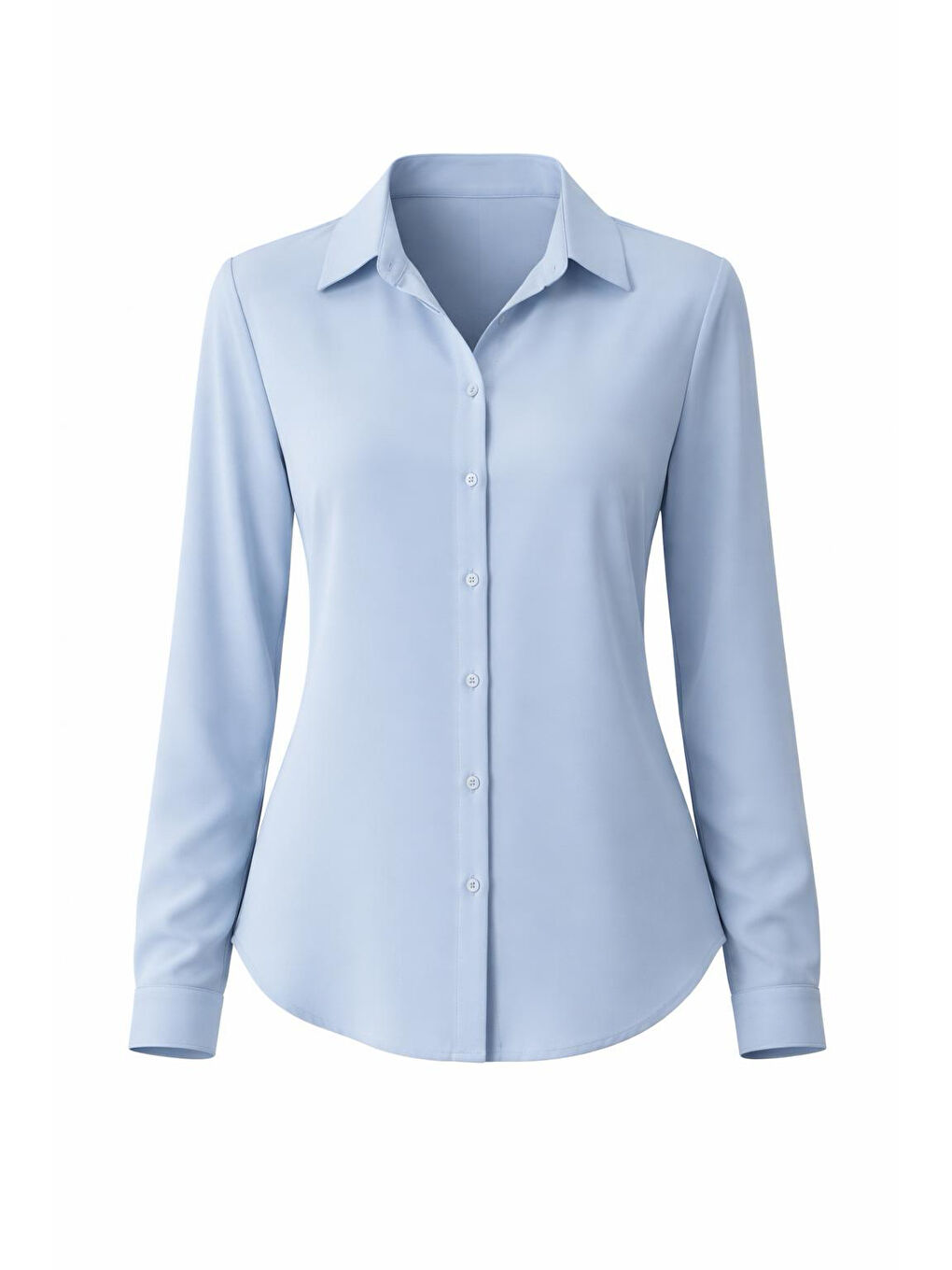 Mavi Arkası Uzun Tiril Tiril Viskon Kadın Gömleği-3