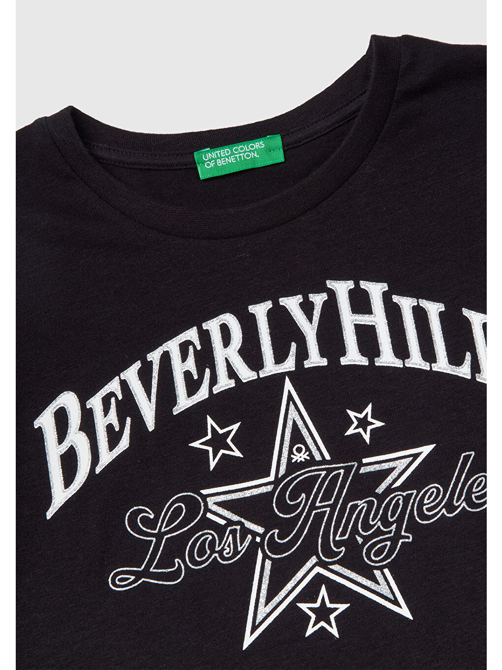 Kız Çocuk Siyah Önü Simli Baskılı Jarse Uzun Kollu T-shirt-2