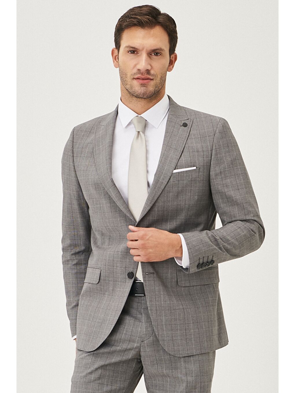 Erkek Gri Slim Fit Takım Elbise