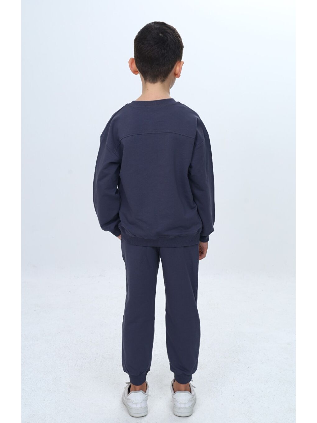 Gri Erkek Çocuk 2'li Takım Baskılı Bisiklet Yaka Kısa Kollu Sweatshirt & Beli Paçası Lastikli Cepli Jogg-3