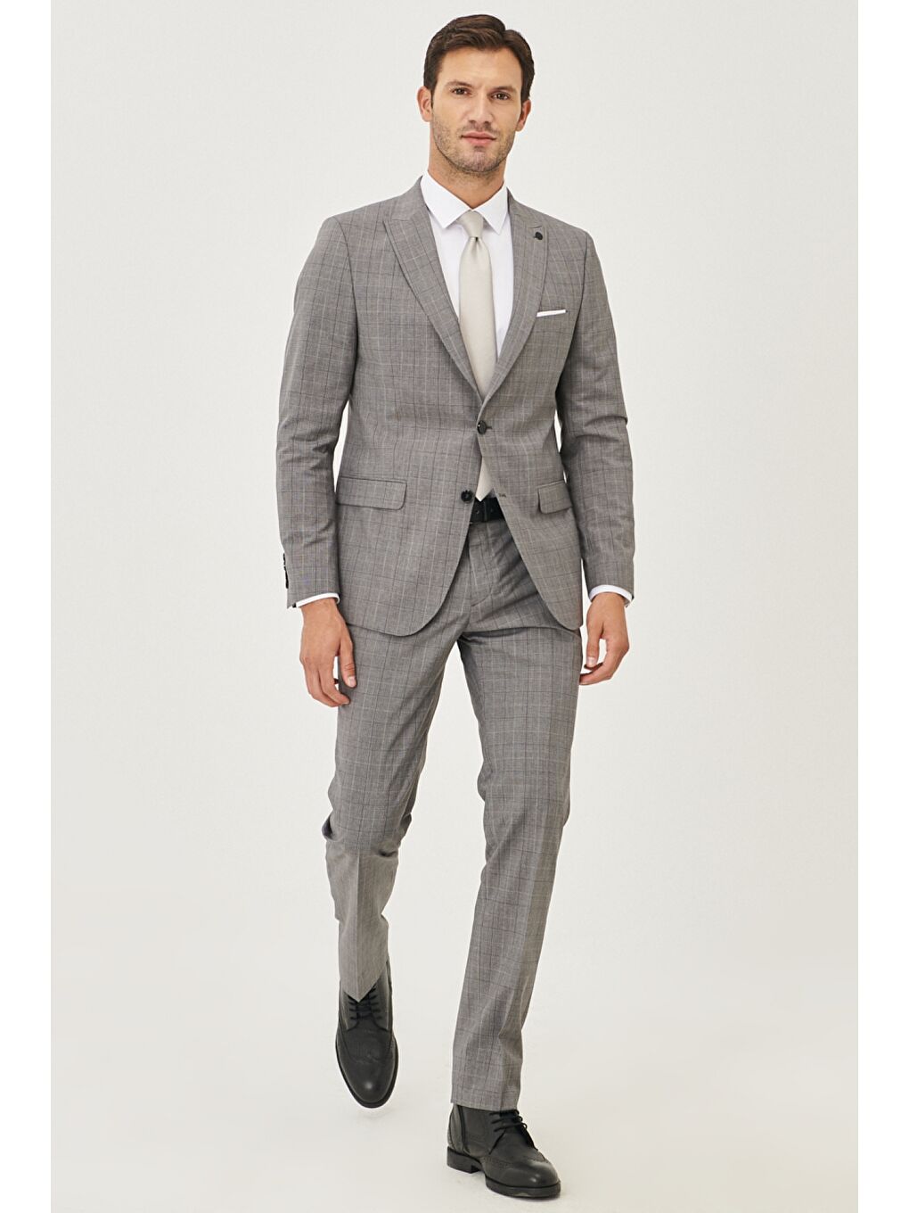 Erkek Gri Slim Fit Takım Elbise-1