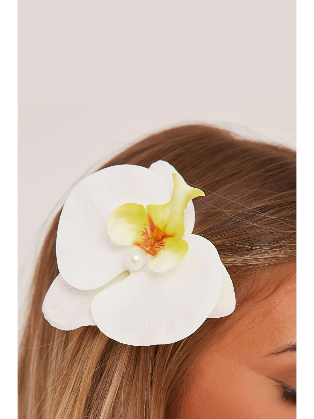 Beyaz İnci Detaylı Aloha Pens Orkide Toka-1