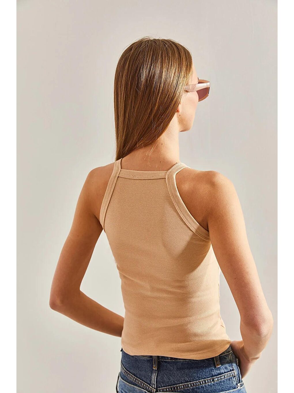 Bej Kadın Askılı Kaşkorse Bluz 60101010-2