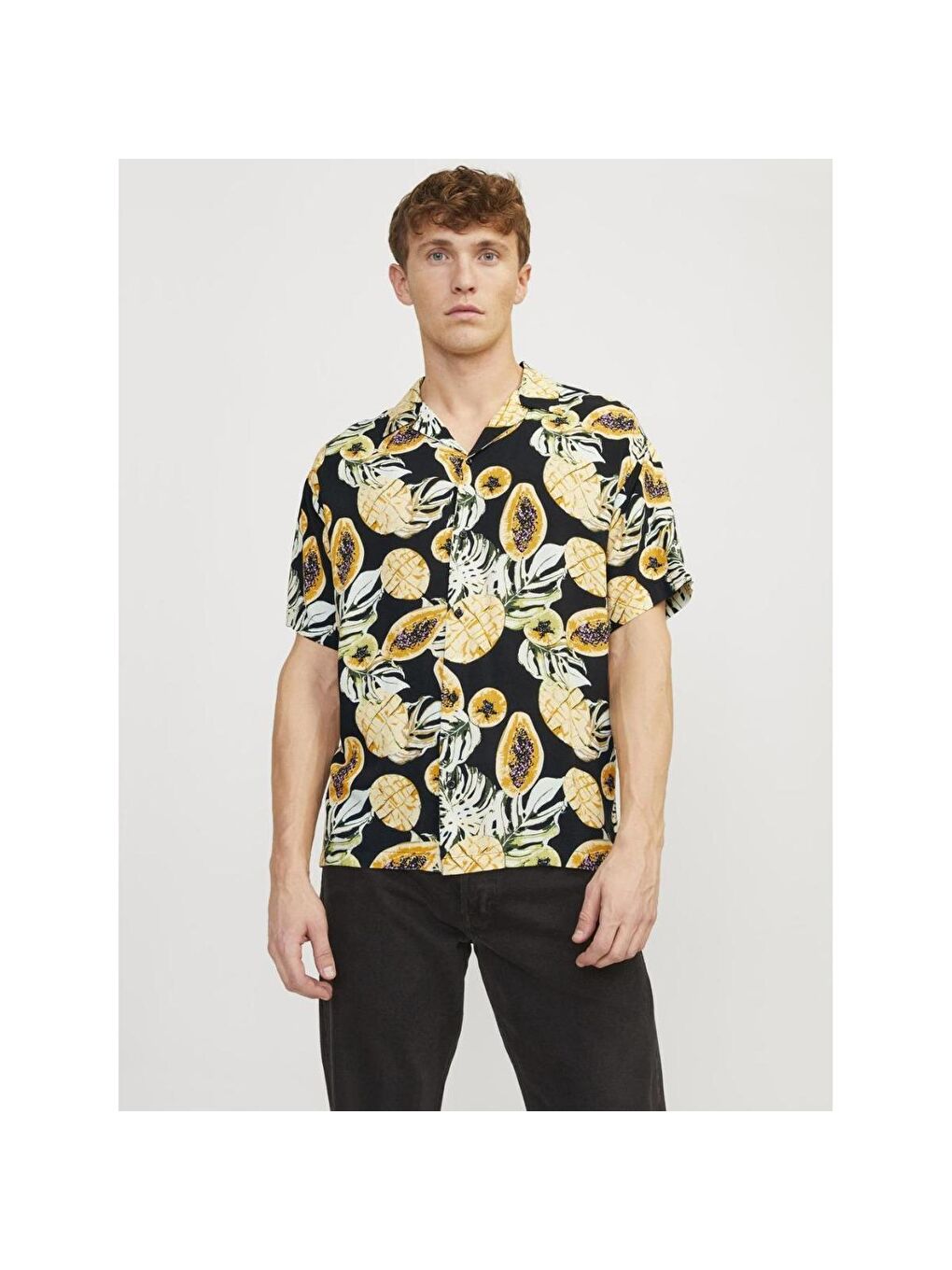 Jack & Jones Luke Tampa Aop Erkek Siyah Klasik Yaka Gömlek - 1