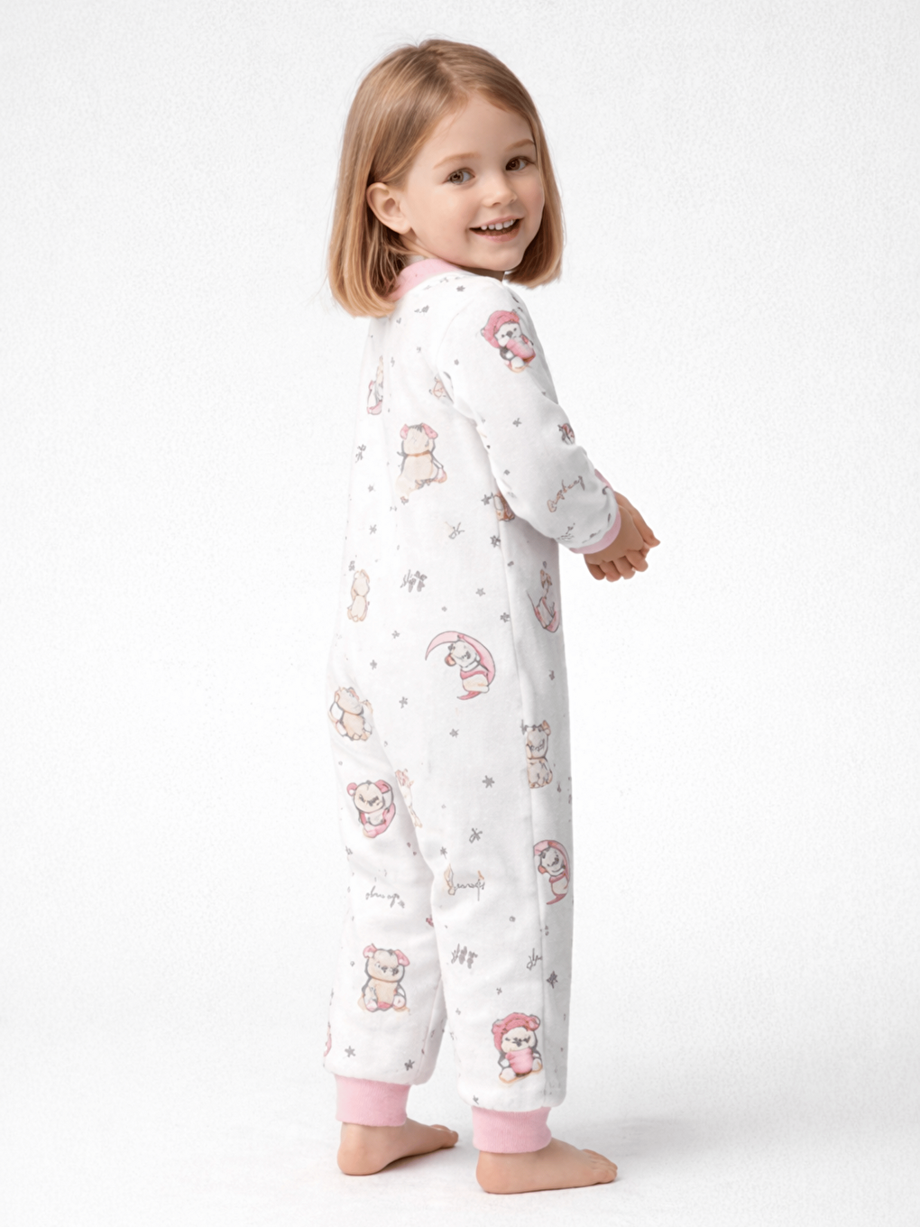 Pembe Bisiklet Yaka Kız Bebek Pazen Uyku Tulumu 1 Tog-1