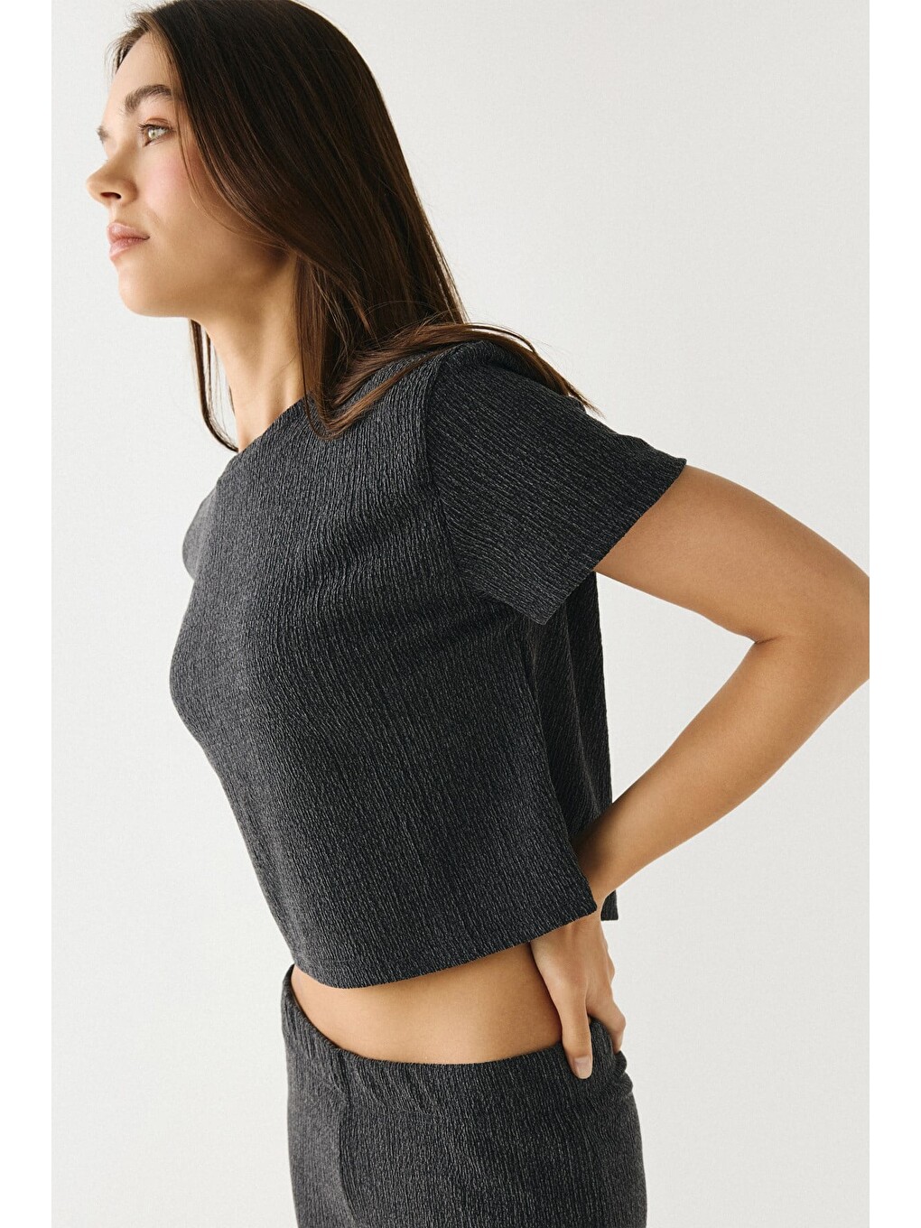 Comfort Dokulu Natural Pijama Takım 9160 Siyah-2