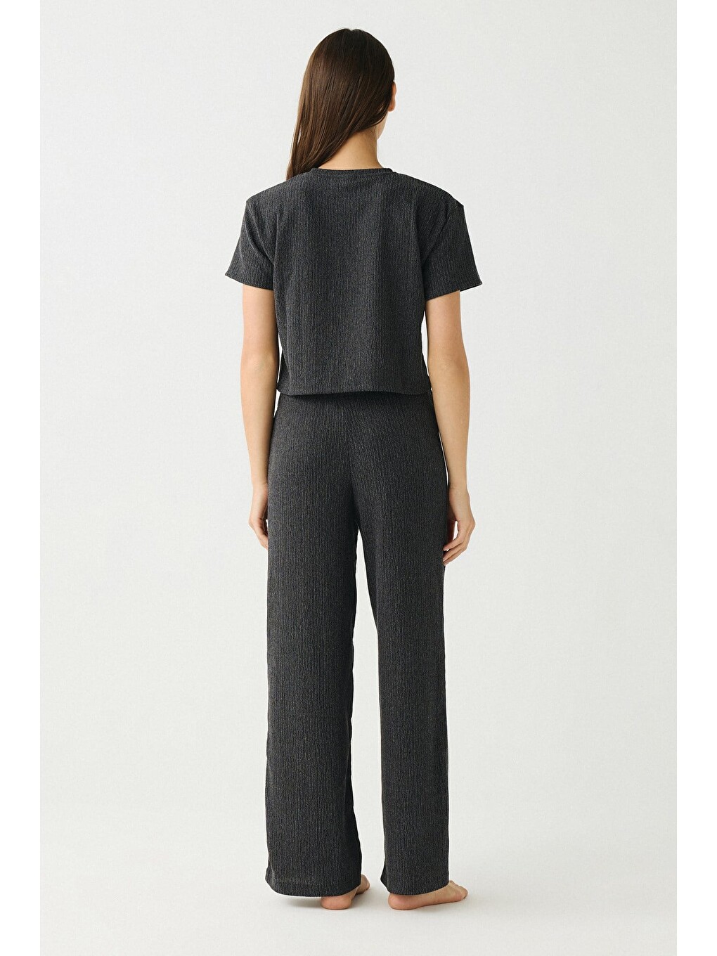 Comfort Dokulu Natural Pijama Takım 9160 Siyah-4