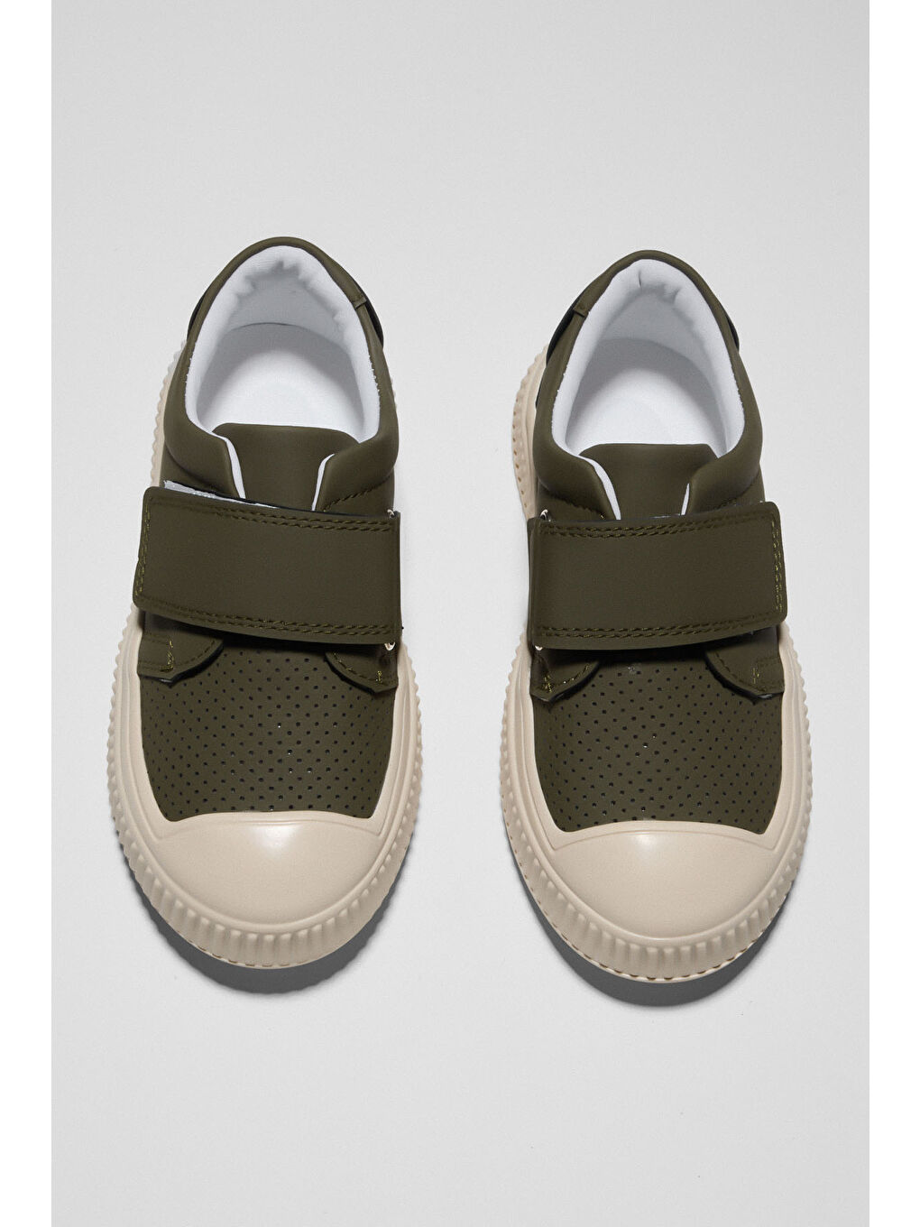 Çocuk Unisex Haki Çoçuk Cırtlı Rahat Kalıp Sneaker-1