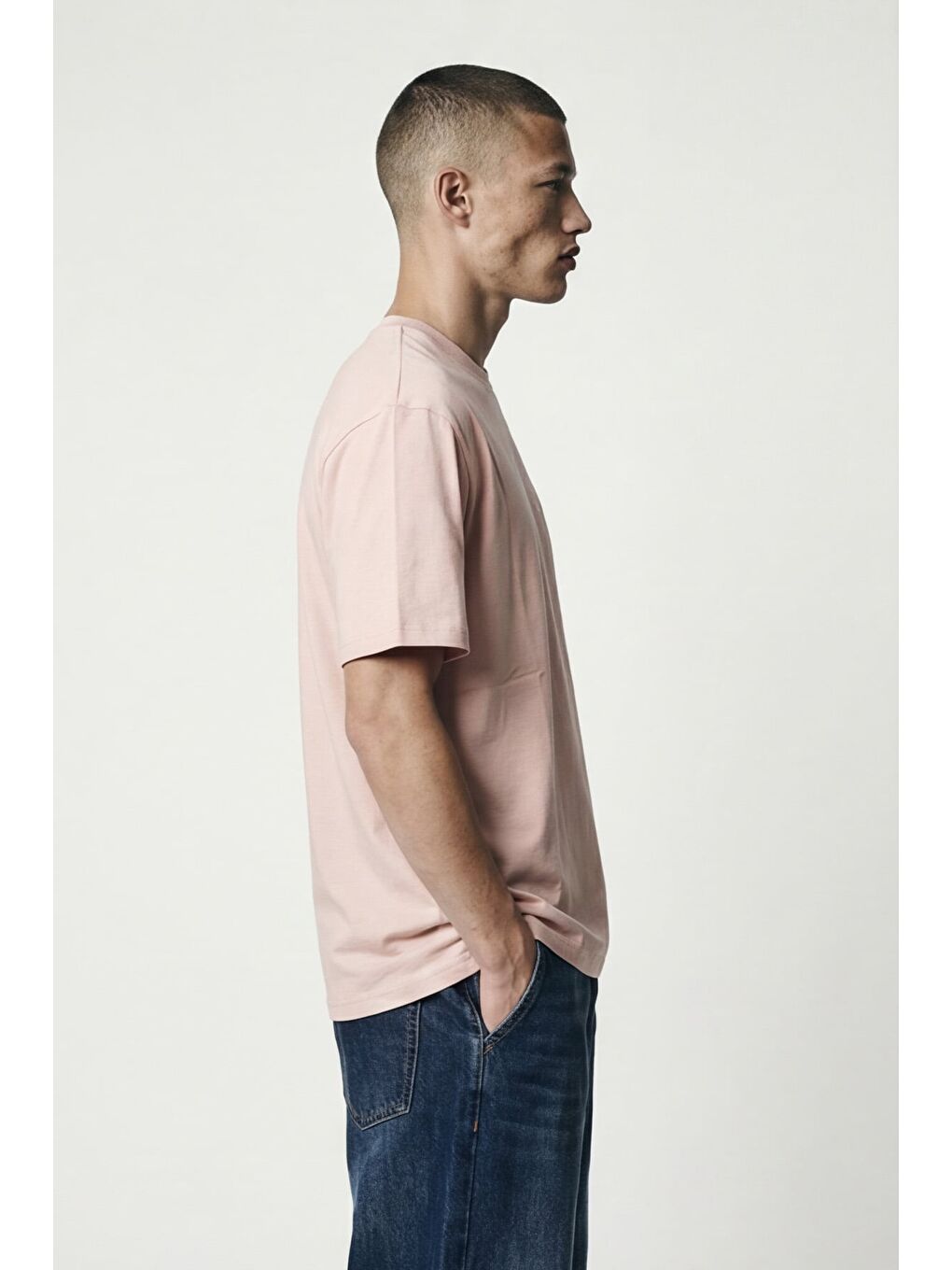 Giotelli Erkek Pembe Normal Kesim Regular Fit Dokuma İşlemeli Kısa Kollu Bisiklet Yaka Tişört-2