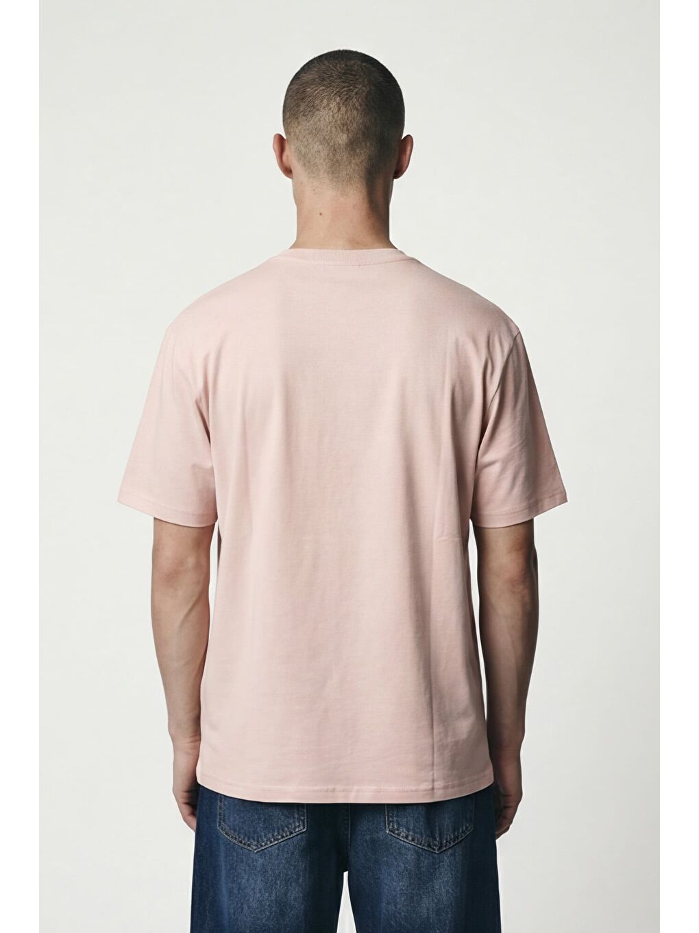 Giotelli Erkek Pembe Normal Kesim Regular Fit Dokuma İşlemeli Kısa Kollu Bisiklet Yaka Tişört-3