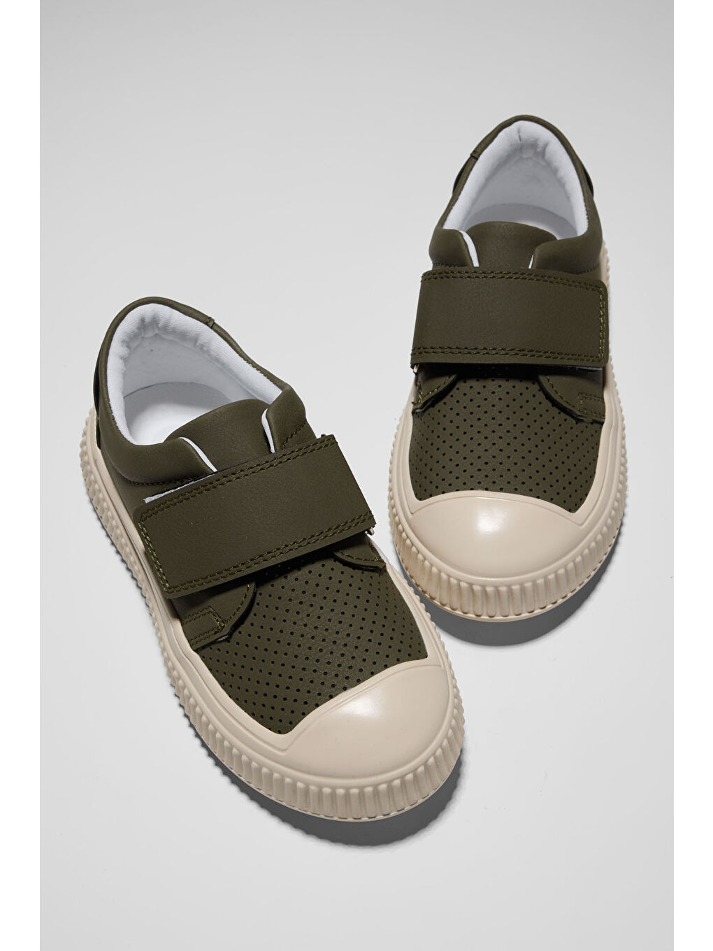 Çocuk Unisex Haki Çoçuk Cırtlı Rahat Kalıp Sneaker-2
