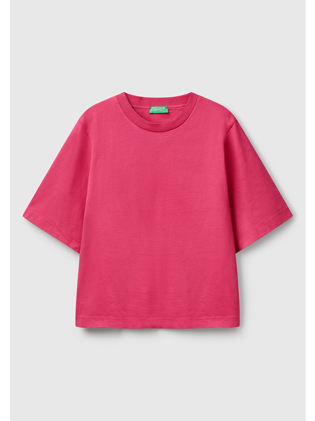Kadın Fuşya %100 Pamuk Boxy Fit T-shirt-1