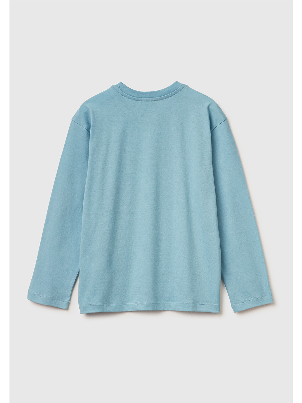 Erkek Çocuk Açık Mavi Baskılı Jarse Bisiklet Yaka Uzun Kollu T-shirt-1