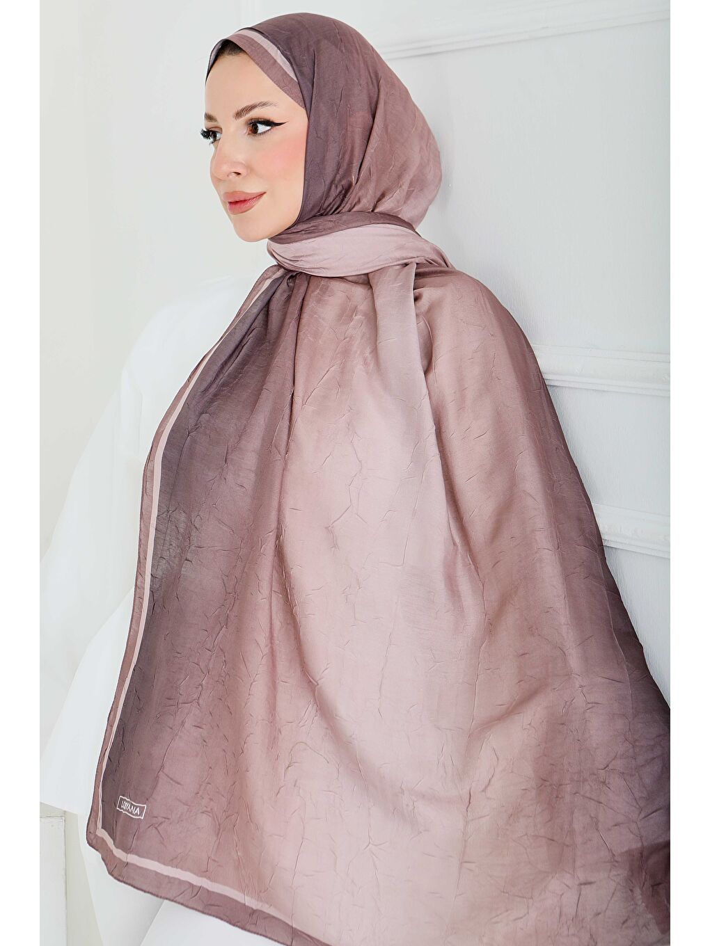 Bej Soft Degrade Bambu Crash Şal Vizon - 27915-VIZON-2