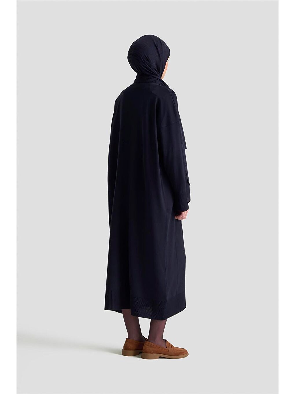 Baklava Desenli Triko Elbise 25Ktd958 Lacivert-3