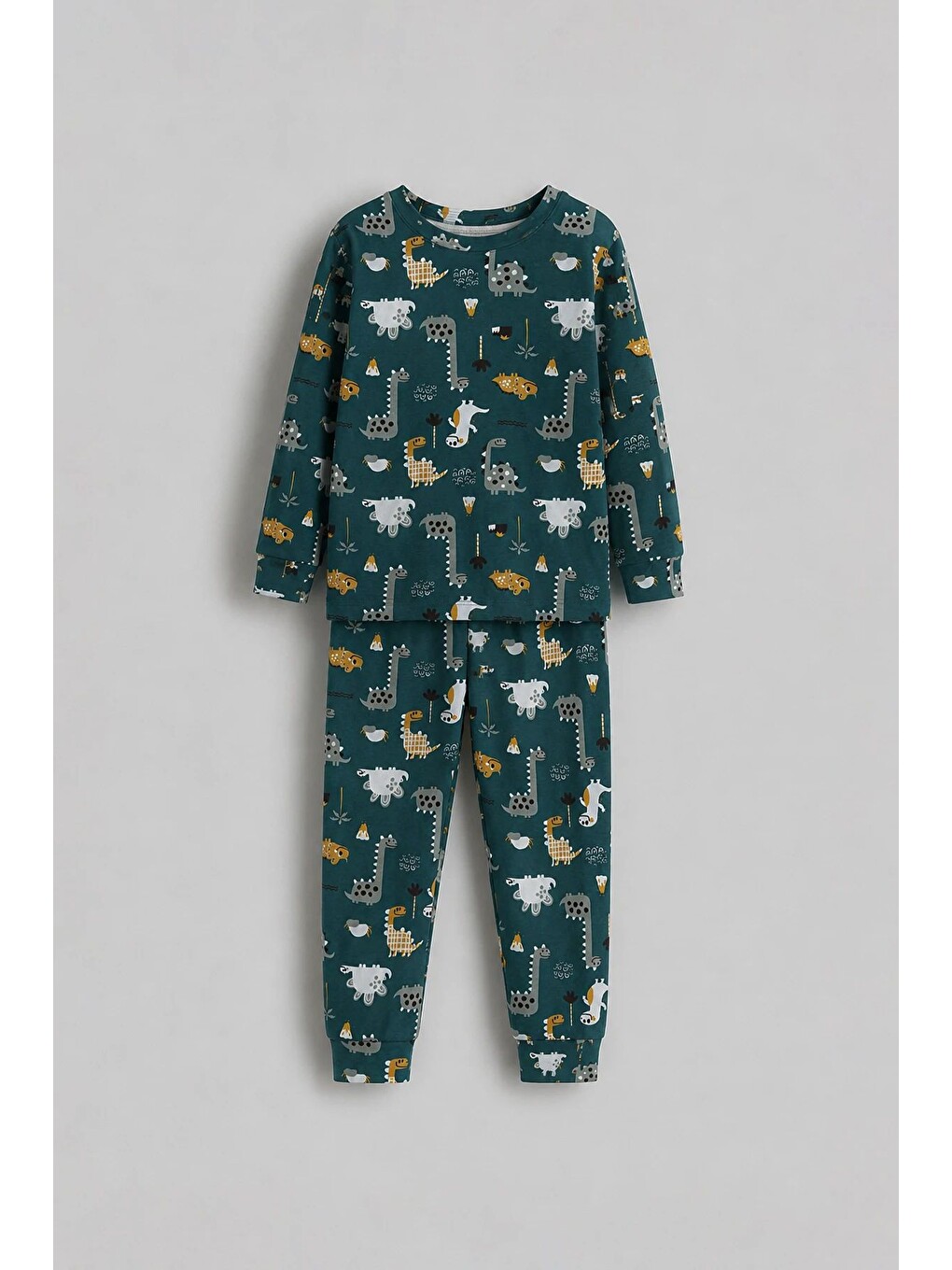 Haki Erkek Çocuk %100 Pamuk Süprem Kumaş Uzun Kollu Mevsimlik Pijama Takımı