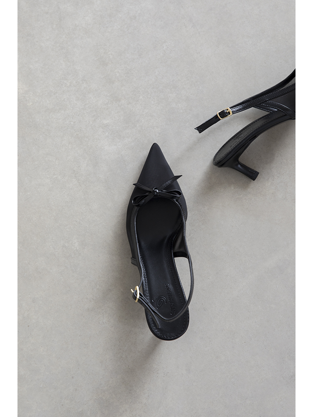 Noble  Kadın Topuklu File Detay Kırışık Deri Ayakkabı Siyah-2