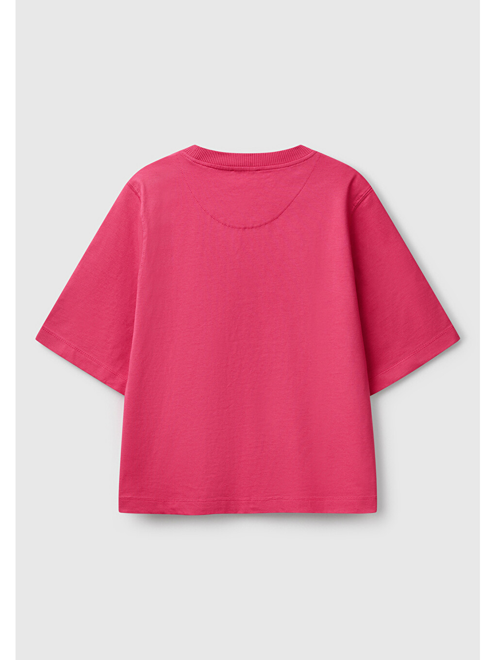 Kadın Fuşya %100 Pamuk Boxy Fit T-shirt-3