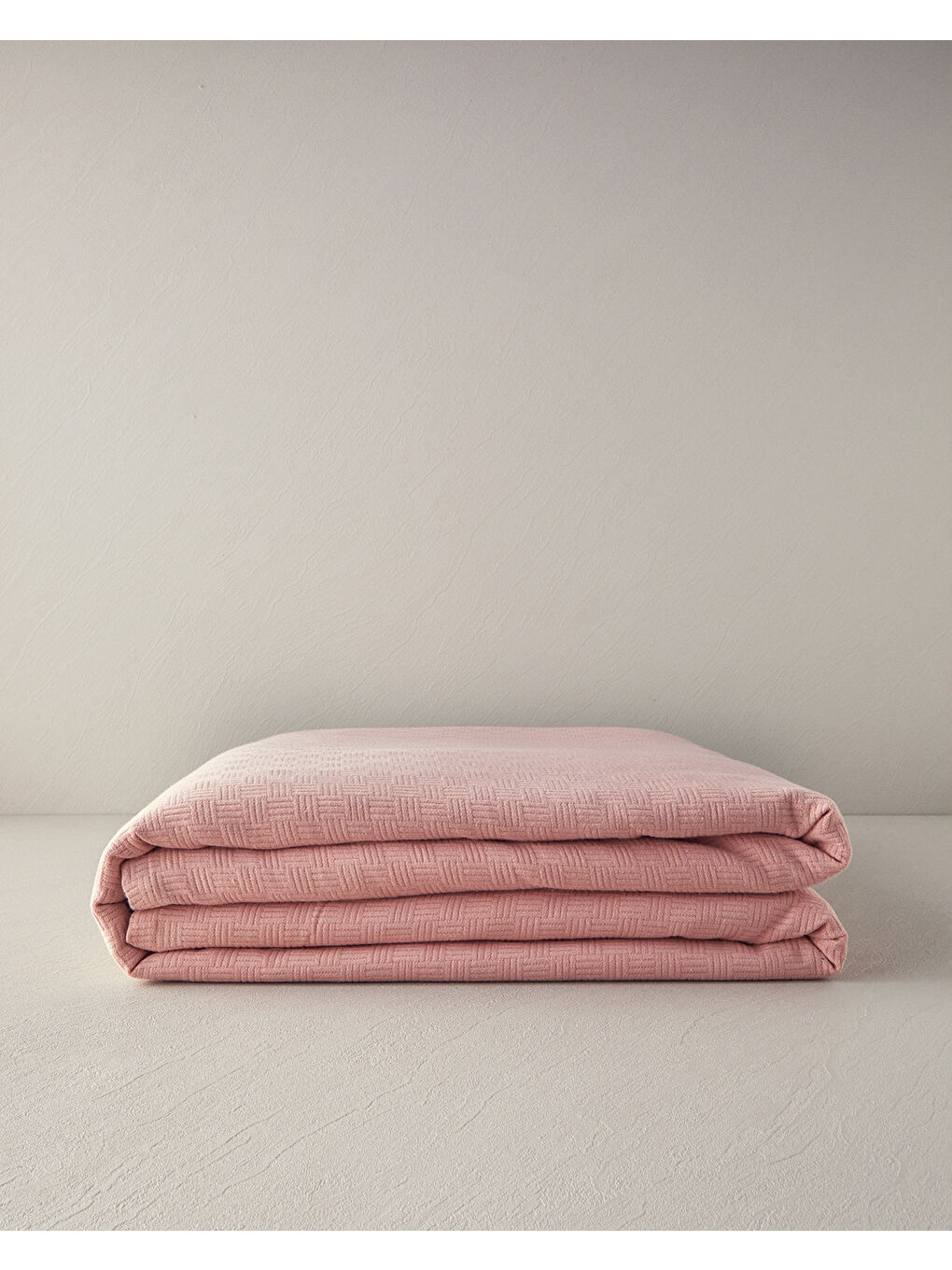 Plain Pamuklu Çift Kişilik Pike Pembe-3