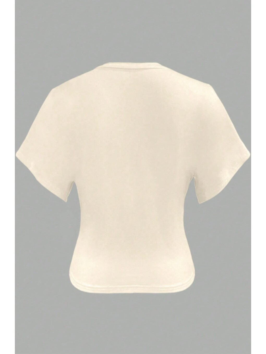 Ekru Kadın Beyaz V Yaka Drape Detaylı Crop Bluz – Rahat Kalıp Günlük Üst-3