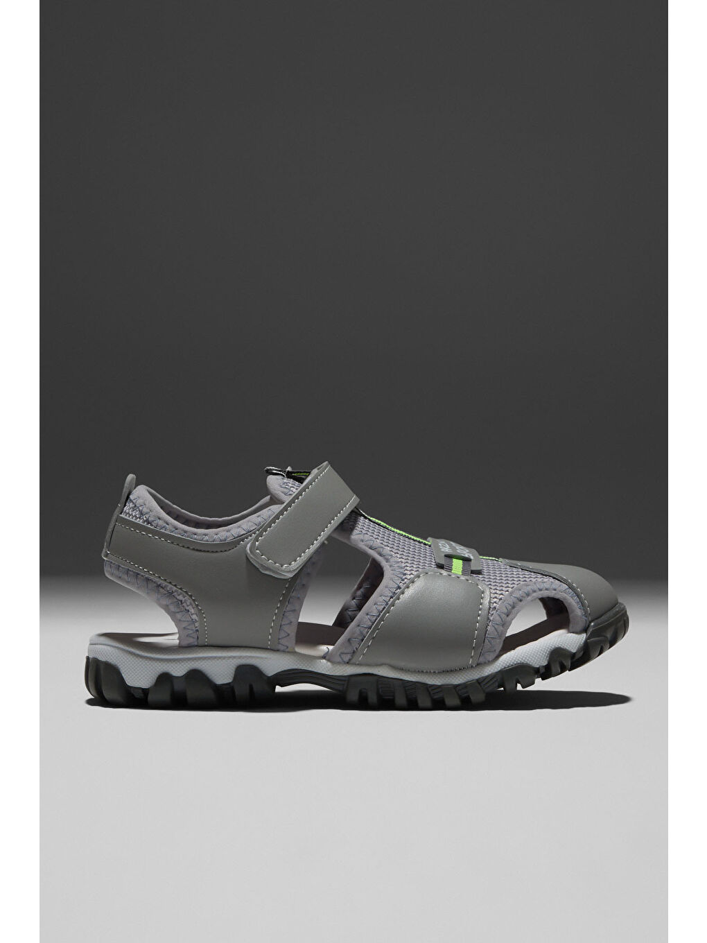 Çocuk Unisex Açık Gri Çoçuk Cırtlı Rahat Kalıp Sandalet-4