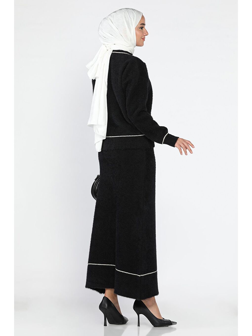 Siyah Kadın Triko Etek Hırka Tesettür İkili Takım (s,m,l,xl Uyumludur)-6