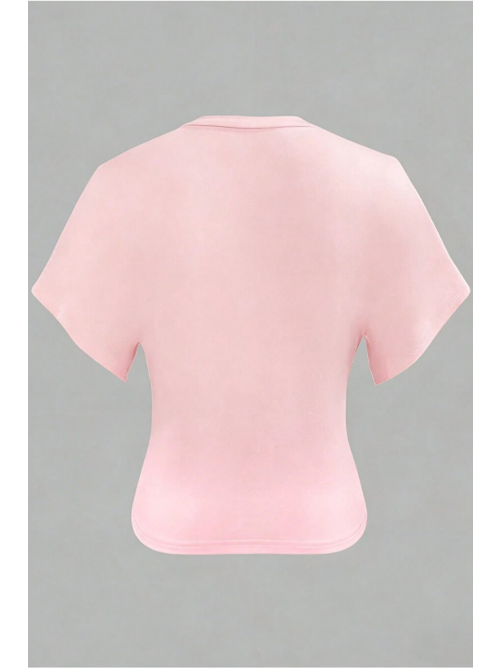 Pembe Kadın Beyaz V Yaka Drape Detaylı Crop Bluz – Rahat Kalıp Günlük Üst-3