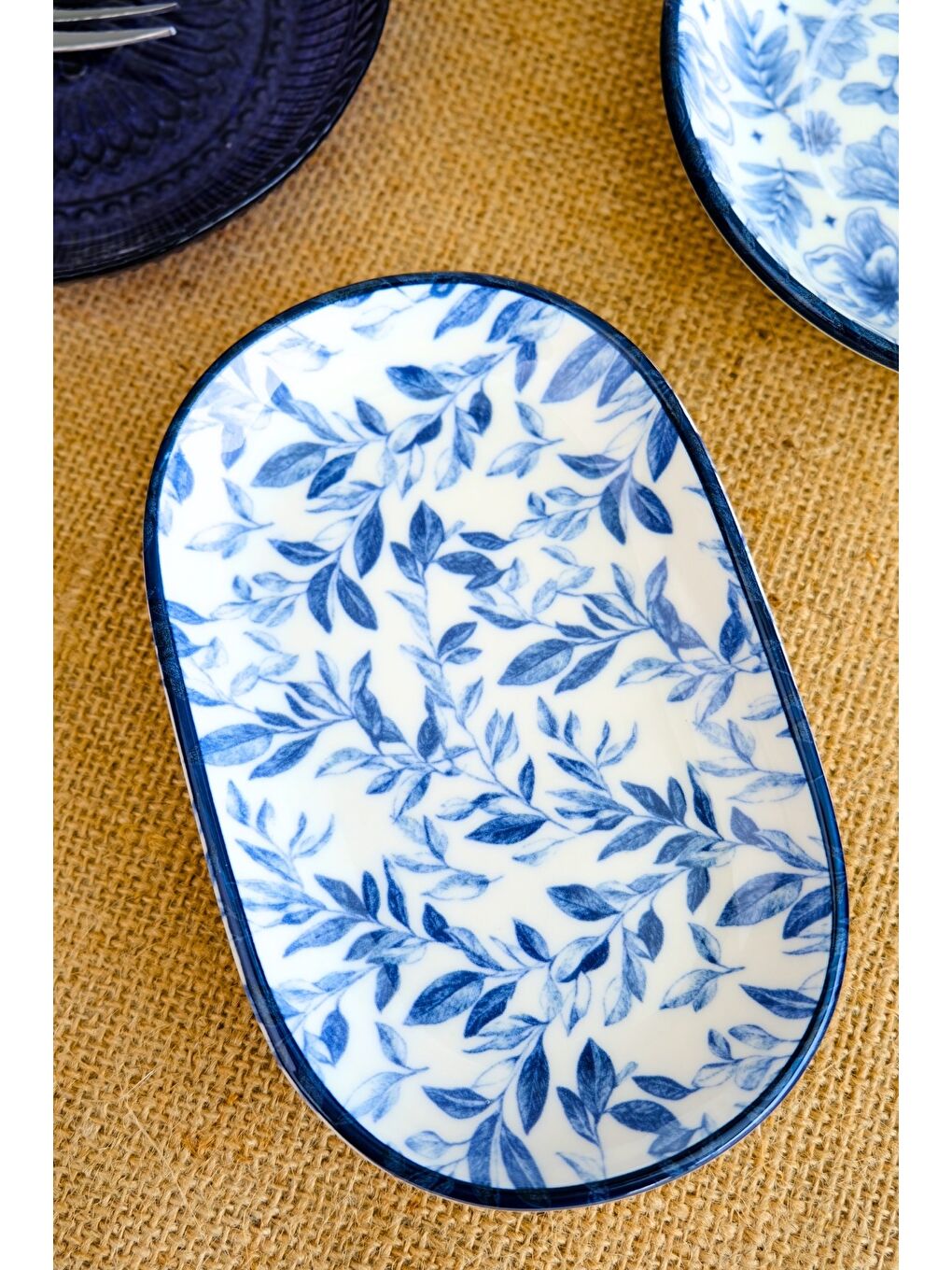 Beyaz Blue Heaven Kayık Tabak Tekli 18x11x2cm-1