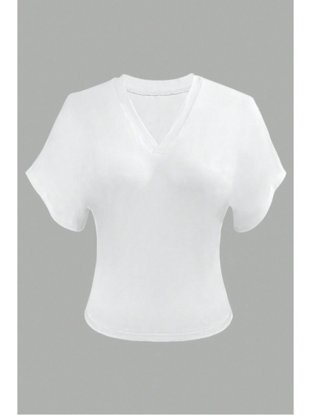 Kadın Beyaz V Yaka Drape Detaylı Crop Bluz – Rahat Kalıp Günlük Üst-1
