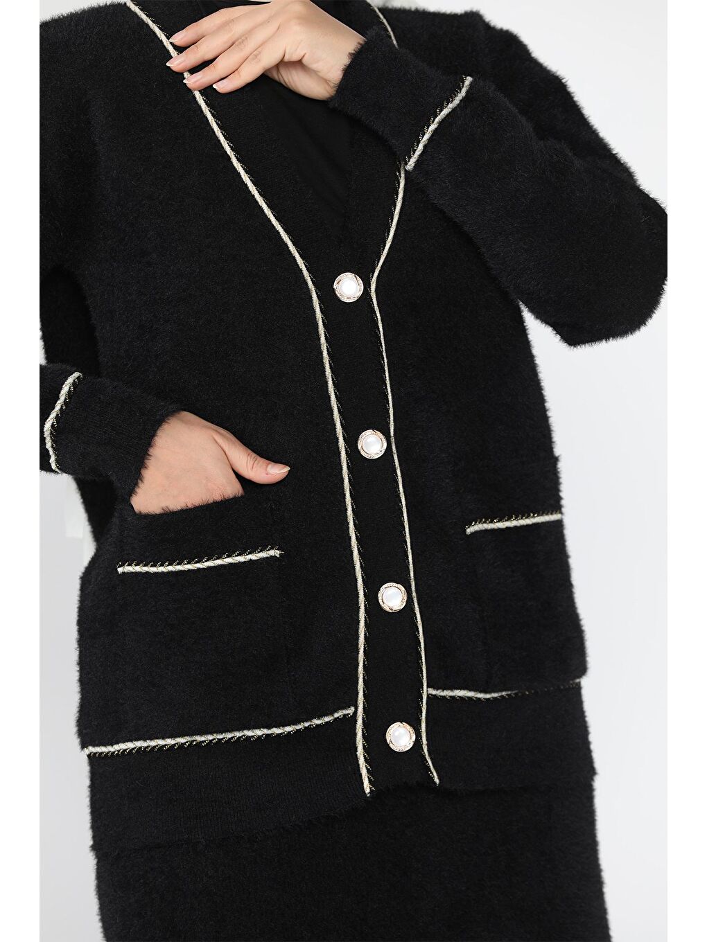 Siyah Kadın Triko Etek Hırka Tesettür İkili Takım (s,m,l,xl Uyumludur)-8