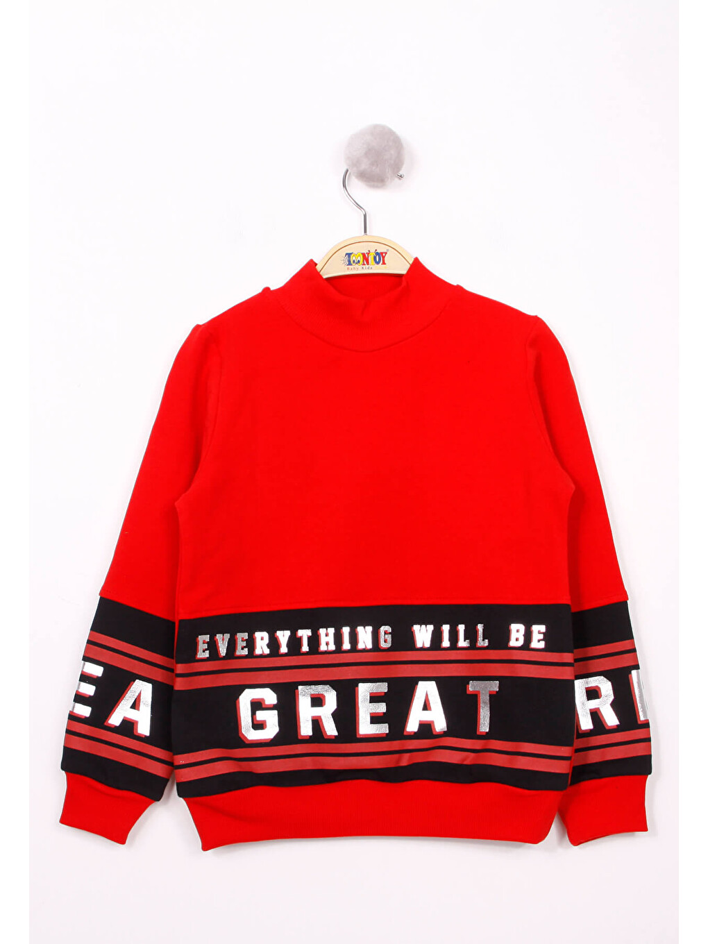Kırmızı Kız Çocuk Great Baskılı Sweatshirt