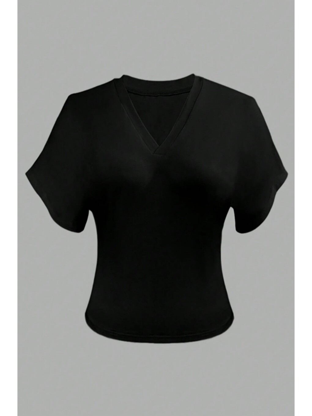 Siyah Kadın Beyaz V Yaka Drape Detaylı Crop Bluz – Rahat Kalıp Günlük Üst-3