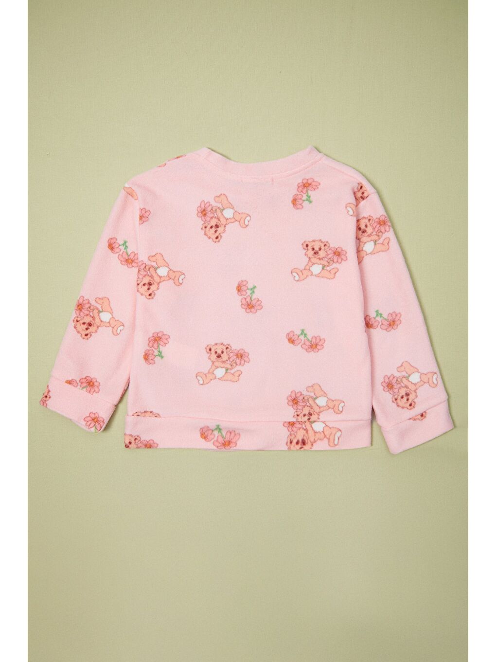 Pembe Ev Desenli Polar Unisex Çocuk Pijama Takımı-2