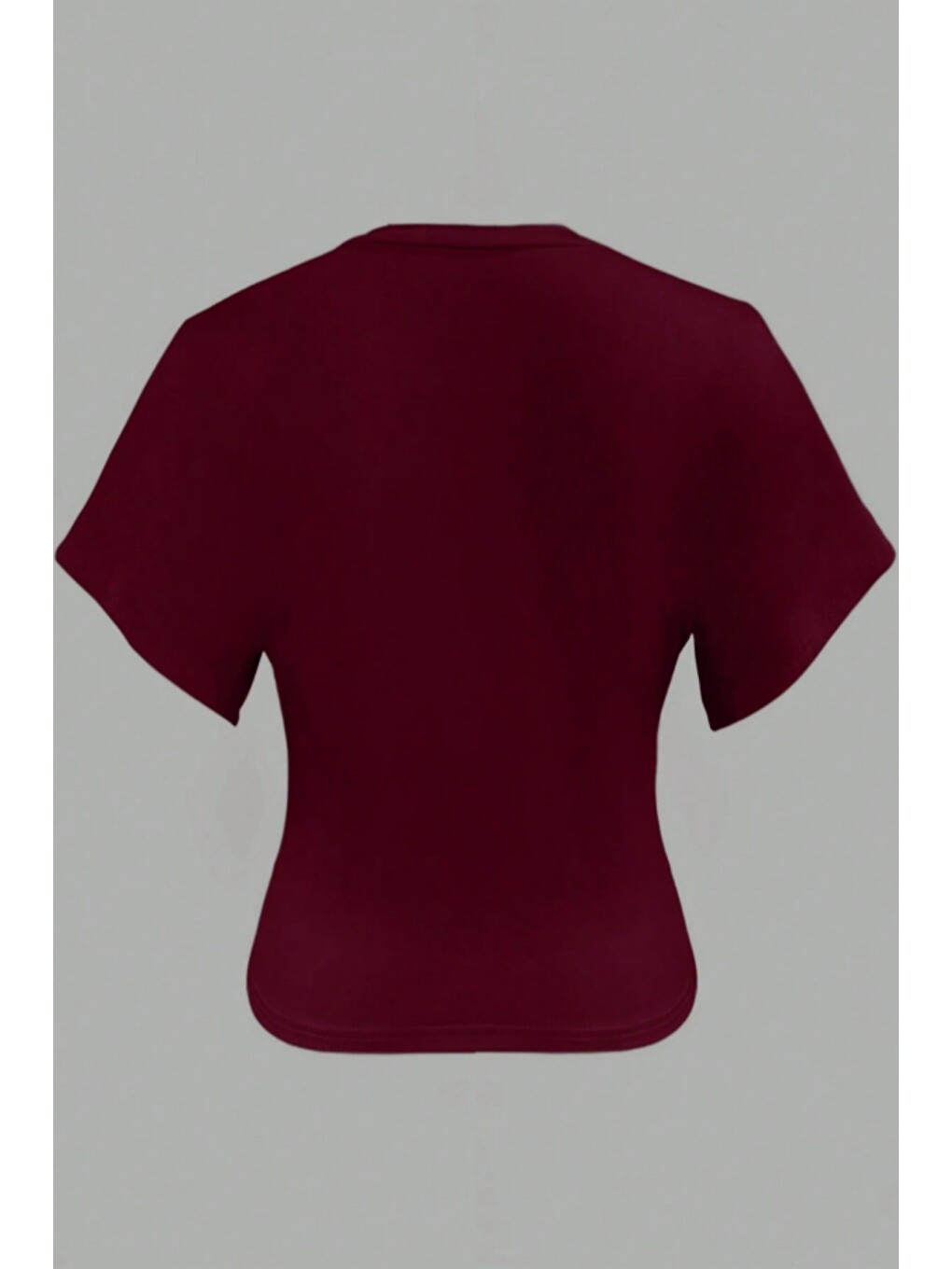 Bordo Kadın Beyaz V Yaka Drape Detaylı Crop Bluz – Rahat Kalıp Günlük Üst-1