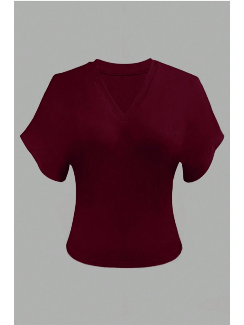 Bordo Kadın Beyaz V Yaka Drape Detaylı Crop Bluz – Rahat Kalıp Günlük Üst-3