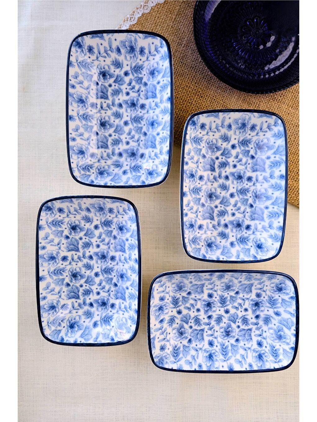 Beyaz Blue Heaven Kayık Tabak 4 lü 17x12x3cm-2