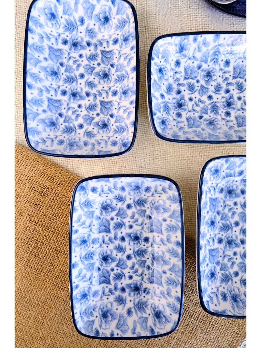 Beyaz Blue Heaven Kayık Tabak 4 lü 17x12x3cm-4