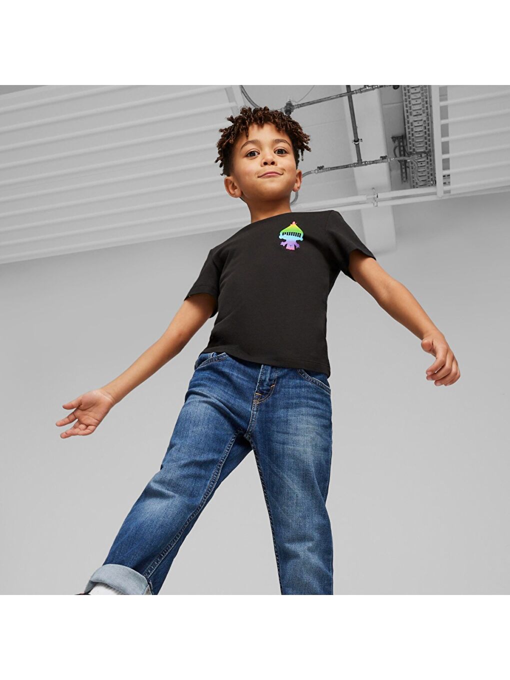 X Trolls Erkek Çocuk Siyah Yuvarlak Yaka Tişört-1