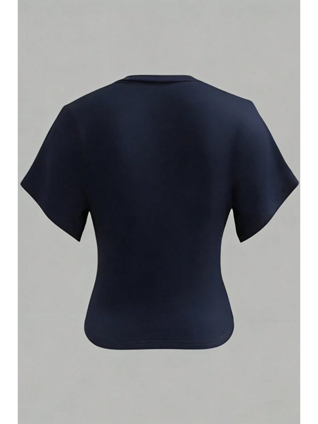 Lacivert Kadın Beyaz V Yaka Drape Detaylı Crop Bluz – Rahat Kalıp Günlük Üst-3