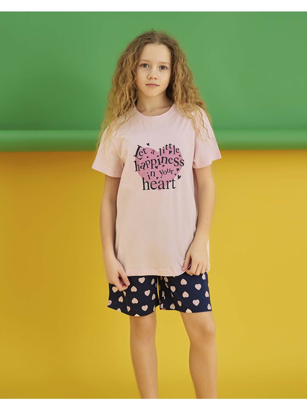 Pembe Kız Garson Kısa Kol Şortlu Pijama Takım