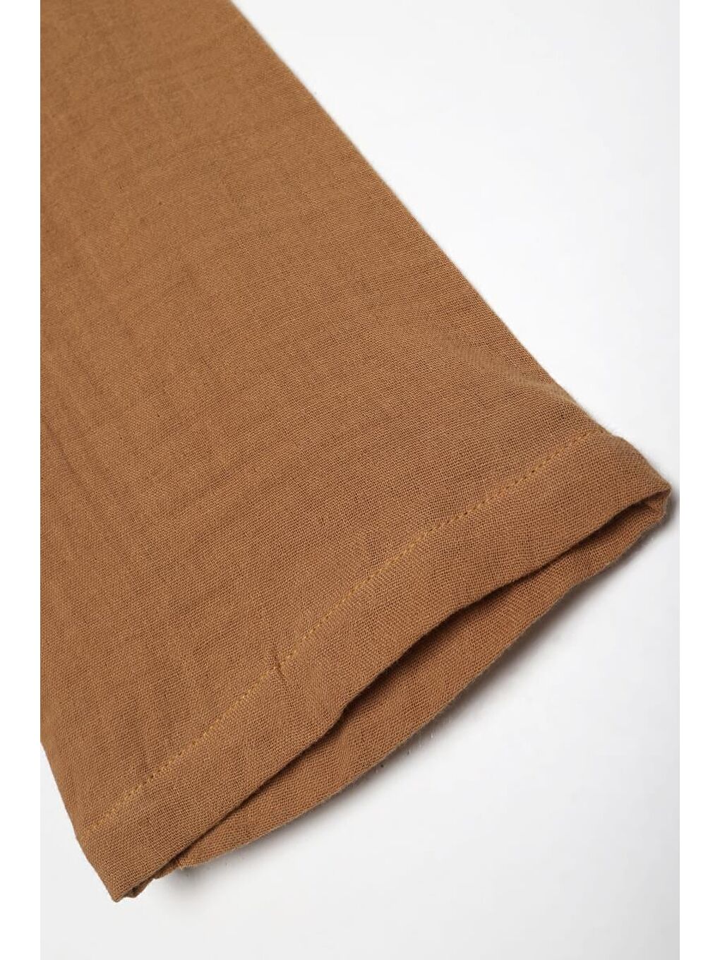 Kahverengi Taba-%100 Pamuklu Çift Düğmeli Gömlek Tunik