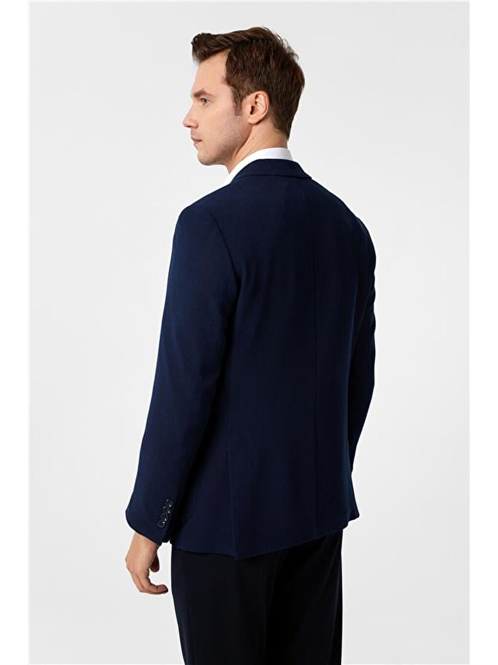 Lacivert Slim Desenli Sivri Yaka 6 Drop Ceket-3