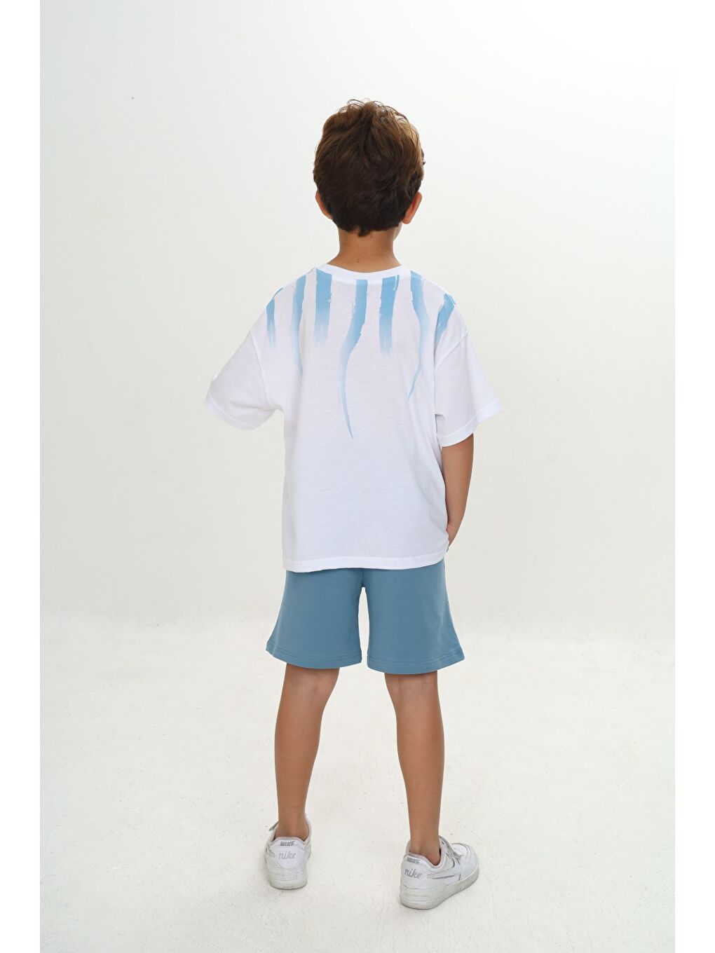 Yeşil Erkek Çocuk Shadowy Baskılı Şortlu Takım-3